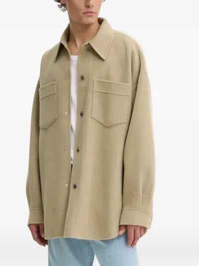 Nanushka Double-pocket Wool Shirt In Gray