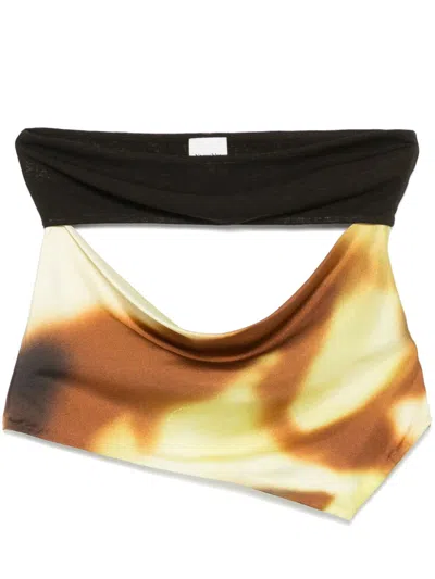 Nanushka Draped-detail Open-back Top In Yellow