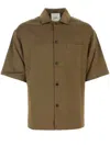 Nanushka Satin Shirt With Chest Pocket And Short Sleeves In Green