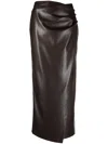 Nanushka Draped Faux-leather Maxi Skirt In Brown