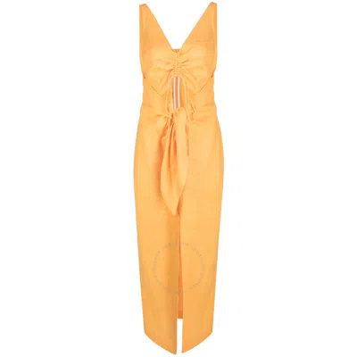 NANUSHKA NANUSHKA DRAPED LINEN MIDI DRESS