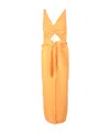 Nanushka Cutout Ruched Linen Midi Dress In Orange