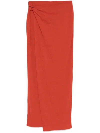 Nanushka Draped Midi Skirt In Orange