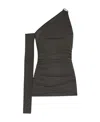 Nanushka Draped Neckline Jersey Wrap Top In Black