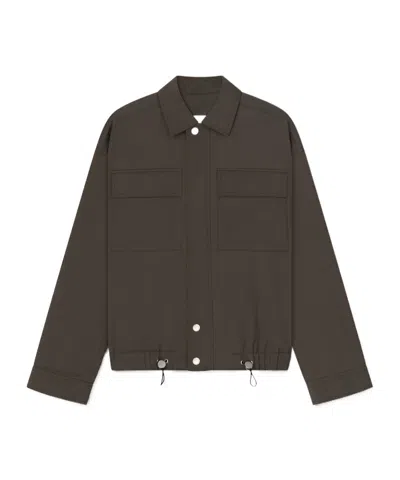 Nanushka Drawstring Twill Shirt Jacket In Green