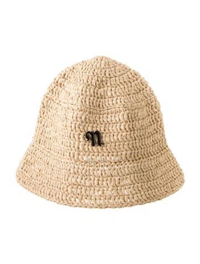 Pre-owned Nanushka Dunia Woven Bucket Hat In Neutral