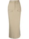 Nanushka Edena Twill Midi Skirt In Neutrals