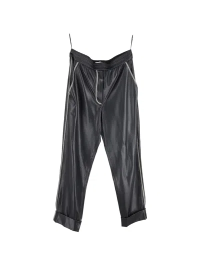 Pre-owned Nanushka Elastic-waist Stitching Trousers In Black
