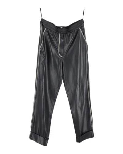 Nanushka Elastic-waist Trousers In Black Faux Leather