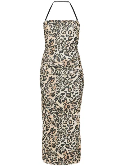 Nanushka Eliz Leopard-print Midi Dress In Multi