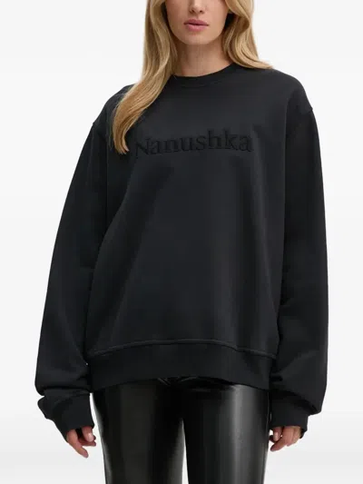 Nanushka Embossed Crew Neck T-shirt In Black