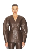 Nanushka Erina Darted Faux Leather Jacket In Brown