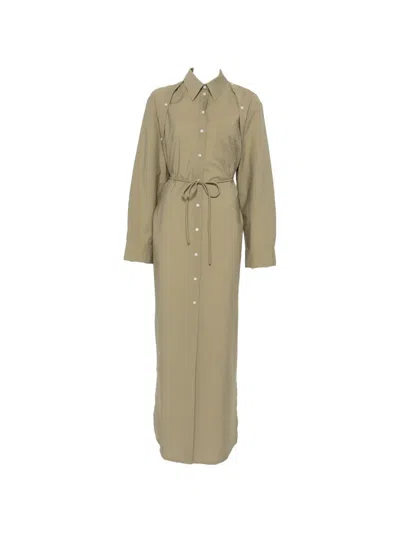 Nanushka Erisha Button-detail Maxi Shirt Dress In Green