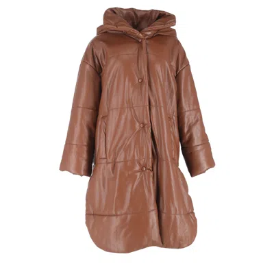 Nanushka Eska Long Vegan Puffer In Brown Polyester In Animal Print