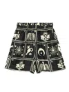 Nanushka Exter Folk Art-print Silk Shorts In Black