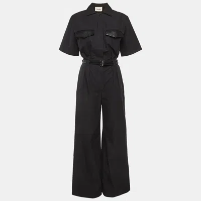 Nanushka Fabienne Black Cotton Wide Leg Jumpsuit