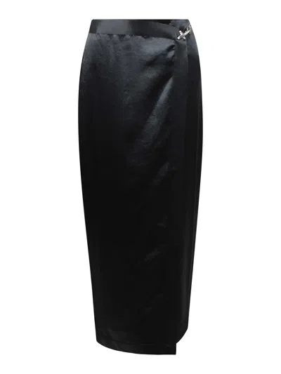 Nanushka Midi Skirt In Gray Driving Satin