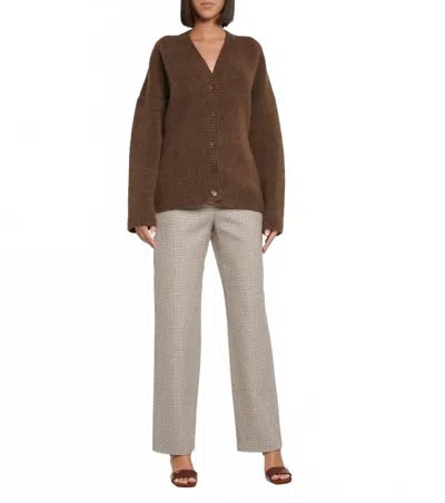 Nanushka Fara Fluffy Knit Cardigan In Brown