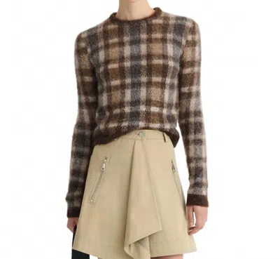 Nanushka Farica Sweater In Brown/creme Check In Multi