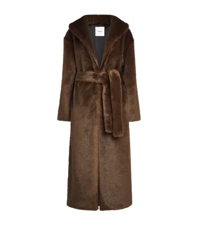 Nanushka Faux Fur Cariana Coat In Brown