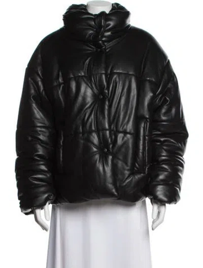 Pre-owned Nanushka Faux Fur Coat In Black