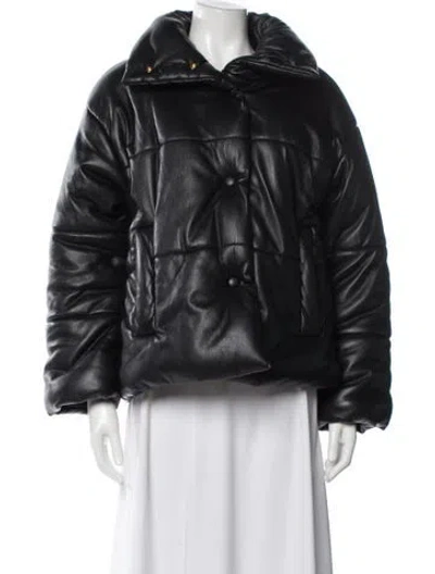 Pre-owned Nanushka Faux Fur Coat In Black