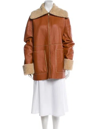 Pre-owned Nanushka Faux Fur Coat In Brown