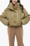 Nanushka Faux Leater Aveline Cropped Jacket With Hood