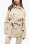Nanushka Faux Leather Artha Overshirt With Belt