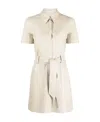 Nanushka Taupe Halli Shirt Vegan Leather Dress In White
