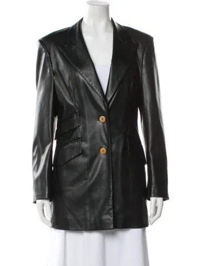 Pre-owned Nanushka Faux Leather Blazer In Black