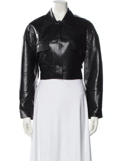 Pre-owned Nanushka Faux Leather Bomber Jacket In Black