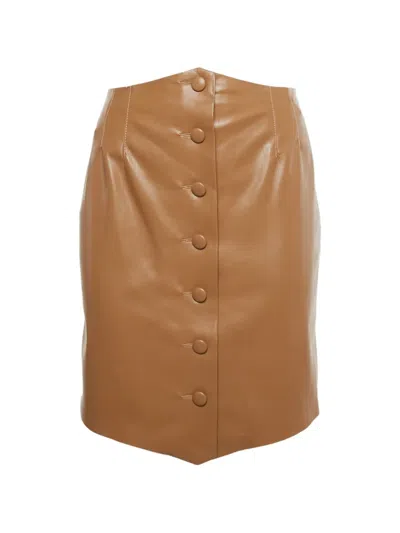 Pre-owned Nanushka Faux-leather Button-fastening Skirt In Brown