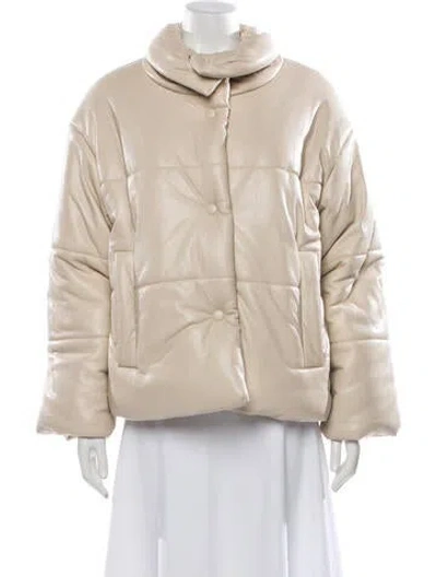Pre-owned Nanushka Faux Leather Down Coat In Neutrals