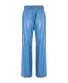 Nanushka Faux-leather Drawstring-waist Trousers In Blue