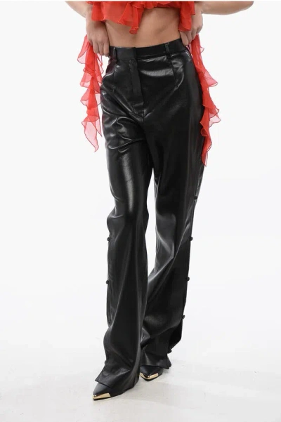 Nanushka Faux Leather Felina Pants With Side Buttoning In Black