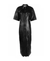 Nanushka Taissa Pleated-sleeve Vegan Leather Midi Dress In Black