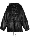 Nanushka Faux-leather Hooded Puffer Coat In Black