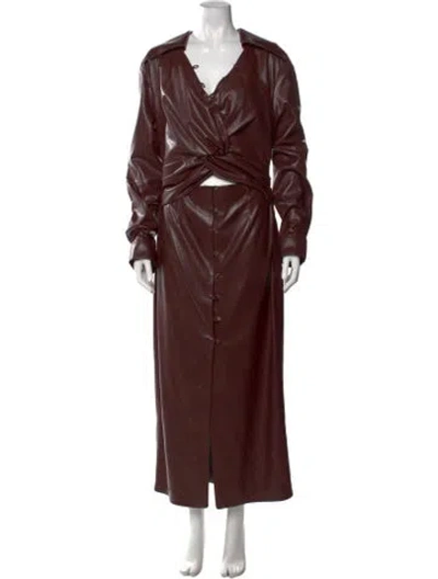 Pre-owned Nanushka Faux Leather Long Dress W/ Tags In Brown