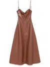 Nanushka Iwona Alt-leather Midi Dress In Brown