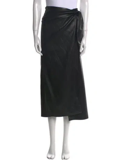 Pre-owned Nanushka Faux Leather Midi Length Skirt In Black
