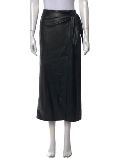Pre-owned Nanushka Faux Leather Midi Length Skirt In Black