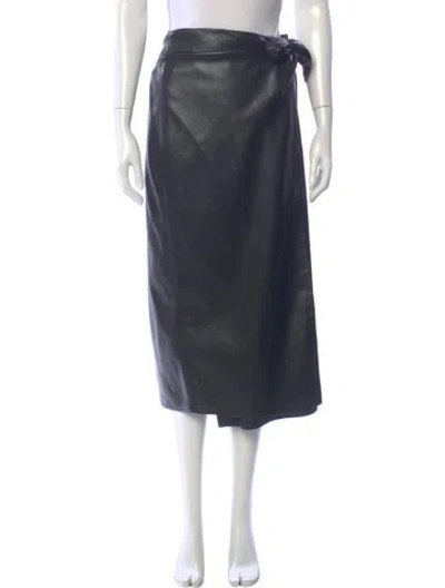 Pre-owned Nanushka Faux Leather Midi Length Skirt In Gray