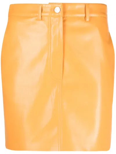 Nanushka Faux-leather Miniskirt In Orange