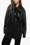 Nanushka Faux Leather Overshirt With Tie Neck