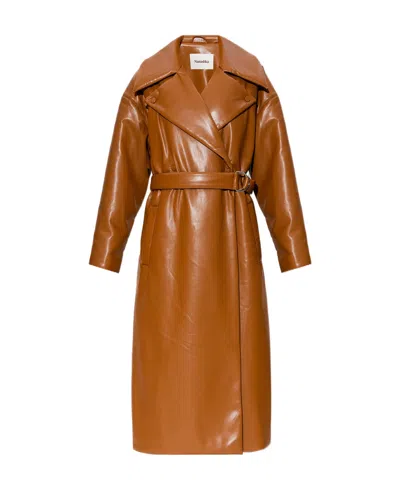 Nanushka Faux-leather Padded Coat In Brown
