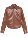 Nanushka Faux-leather Shirt Jacket In Brown