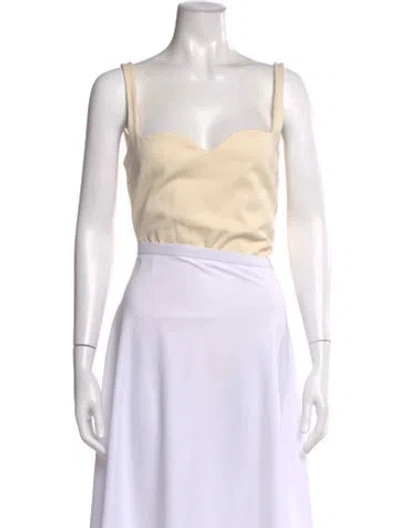 Pre-owned Nanushka Faux Leather Square Neckline Top In Neutral