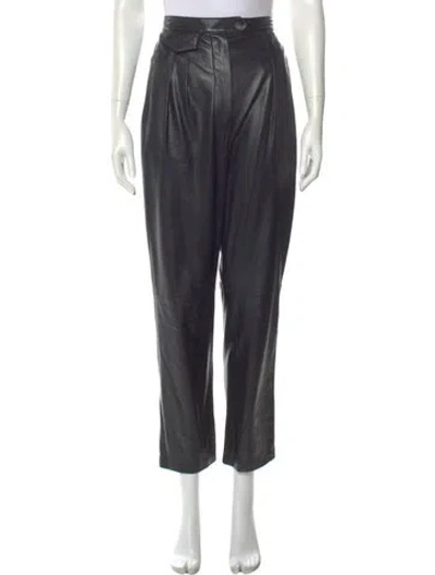 Pre-owned Nanushka Faux Leather Straight Leg Pants In Black