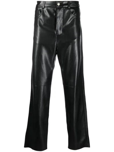 Nanushka Faux-leather Straight-leg Trousers In Black